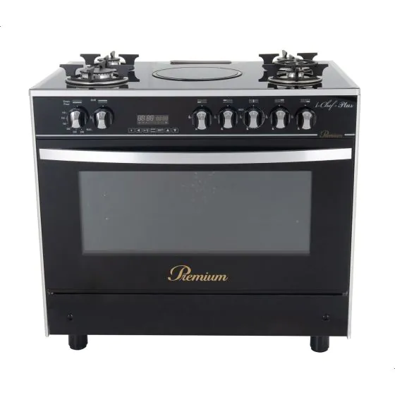 بوتجاز يونيون اير بريميم اى شيف بلس غاز و كهرباء ، 5 شعلات ، ستانلس ستيل/ سود PRM6090GS-AC-383-IDSH-S-F