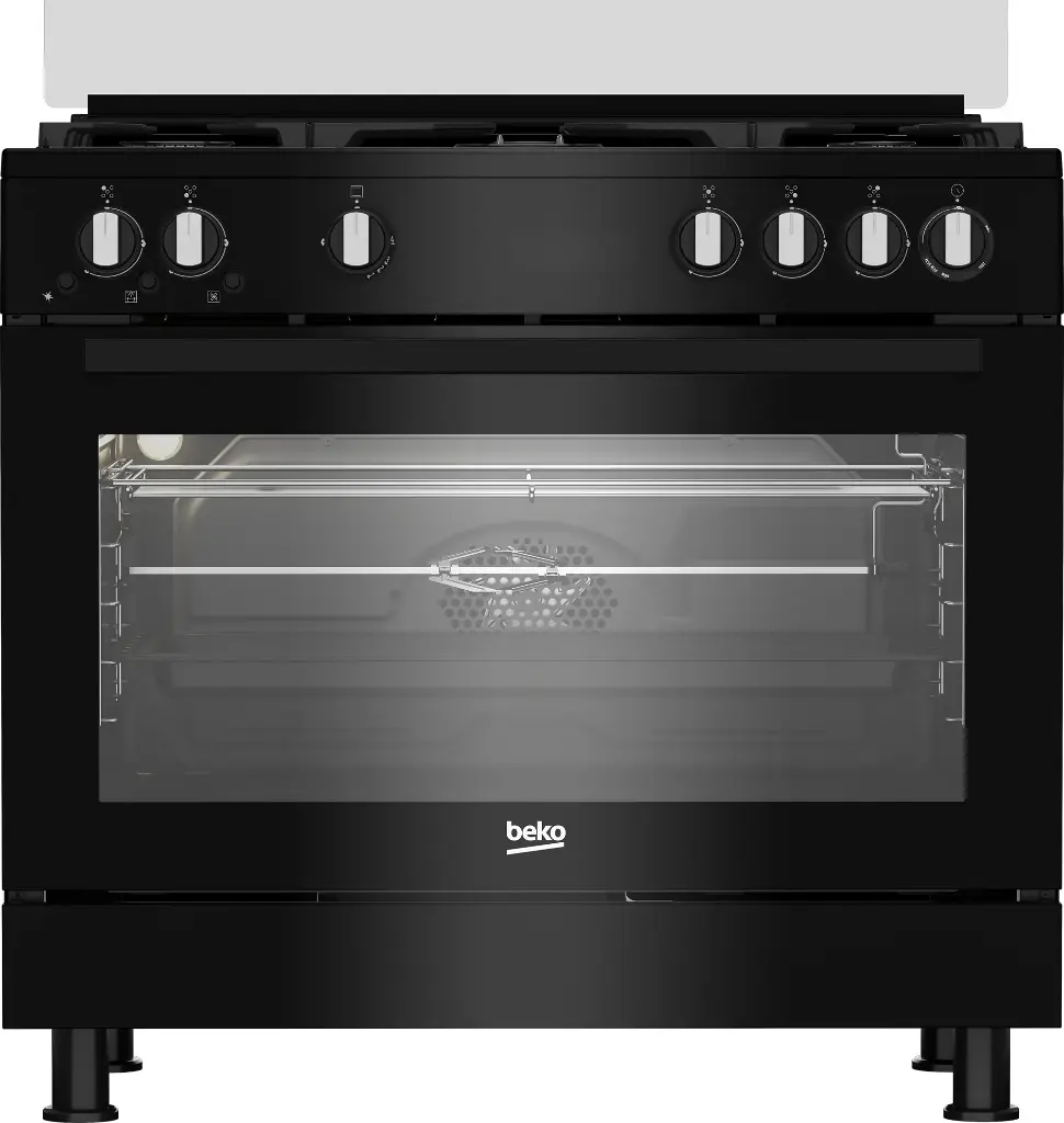 بوتجاز بيكو 5شعله امان كامل اسود 90 سم مروحه تبريد مروحه طهى حوامل زهر - GGR15115DXNB