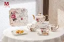 Czech rose tea and cake set, 24 pieces