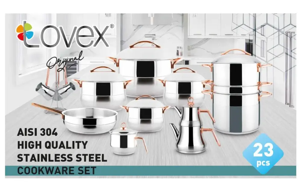 طقم استيل بومبيه 23ق دهبى/نحاسى 10400