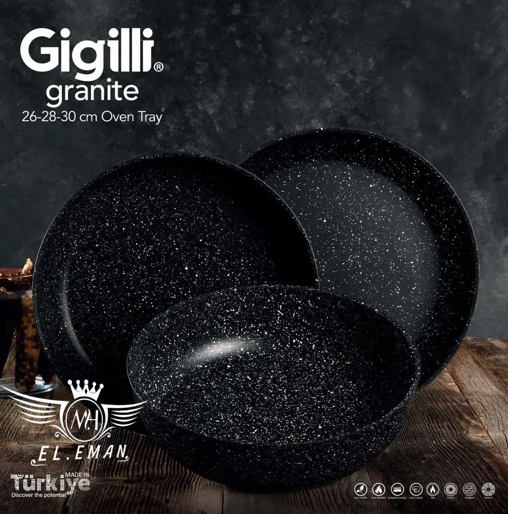 3-piece granite titanium oven tray set