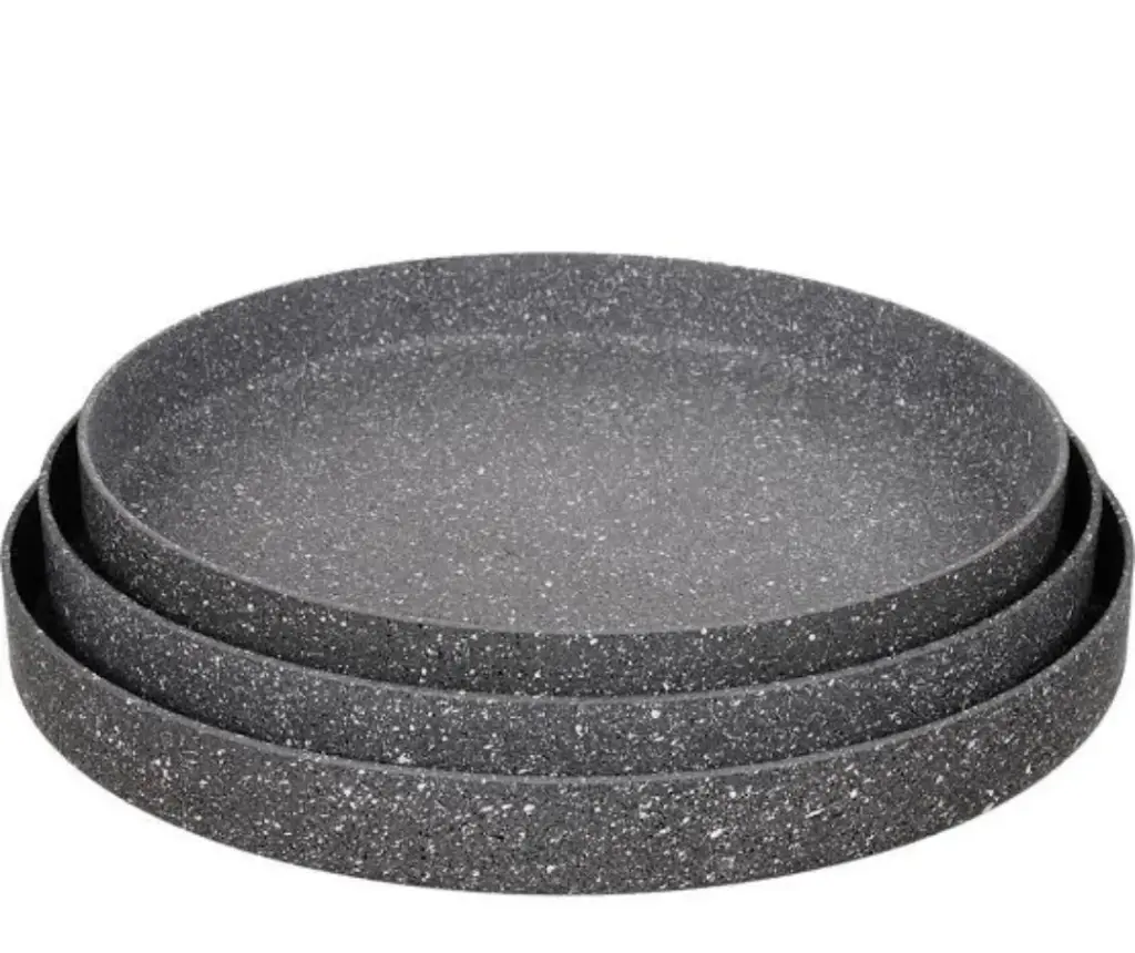 3-piece Titanium Granite Pizza Tray Set