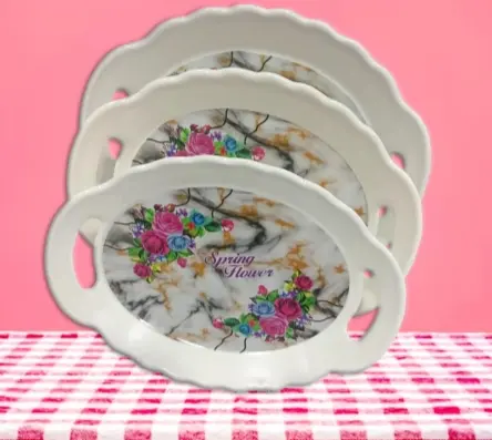 طقم صوانى ميلامين بيضاوى ابيض ك 100783