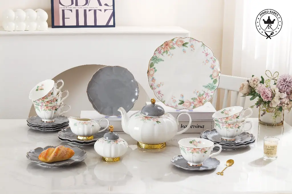 Mixed Flower Tea and Cake Set, 24 Pieces, S4100WA