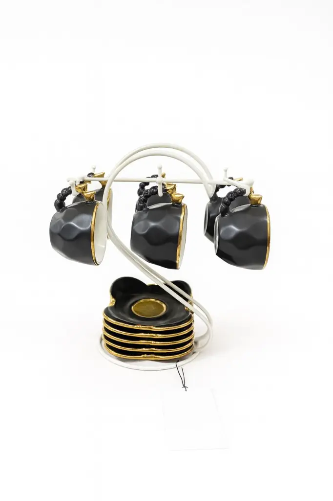 Gold hand coffee set with stand