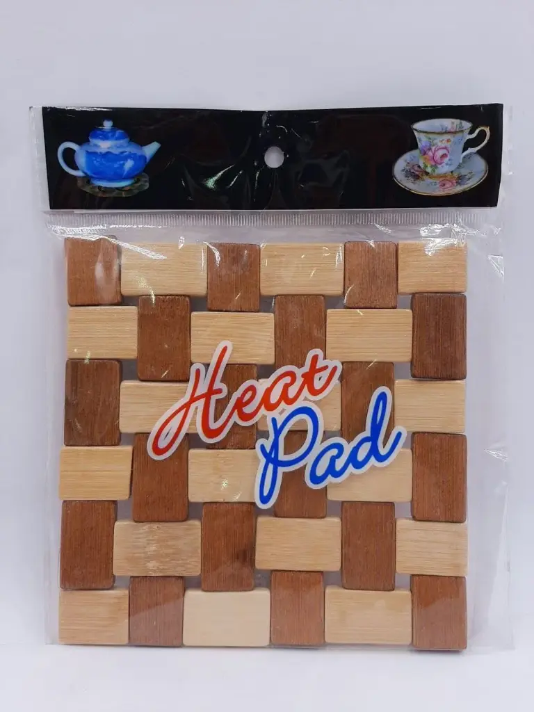 Braided bamboo heating base, beige * brown, 19 cm