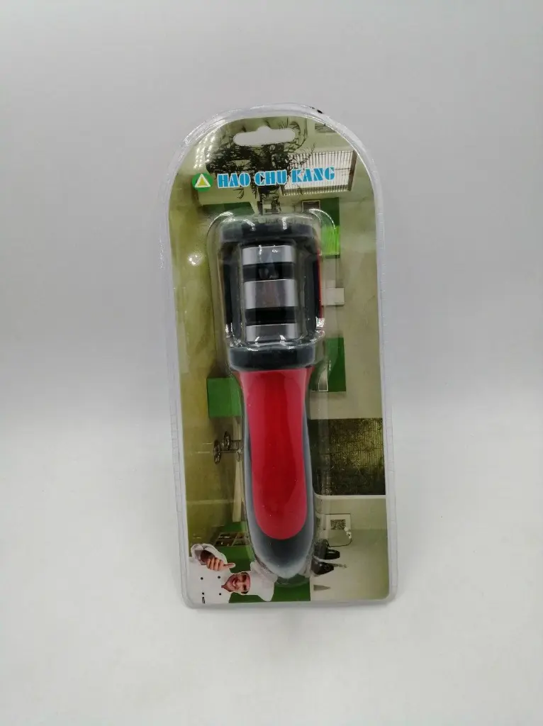 Black knife sharpener * red handle with 2 eyes