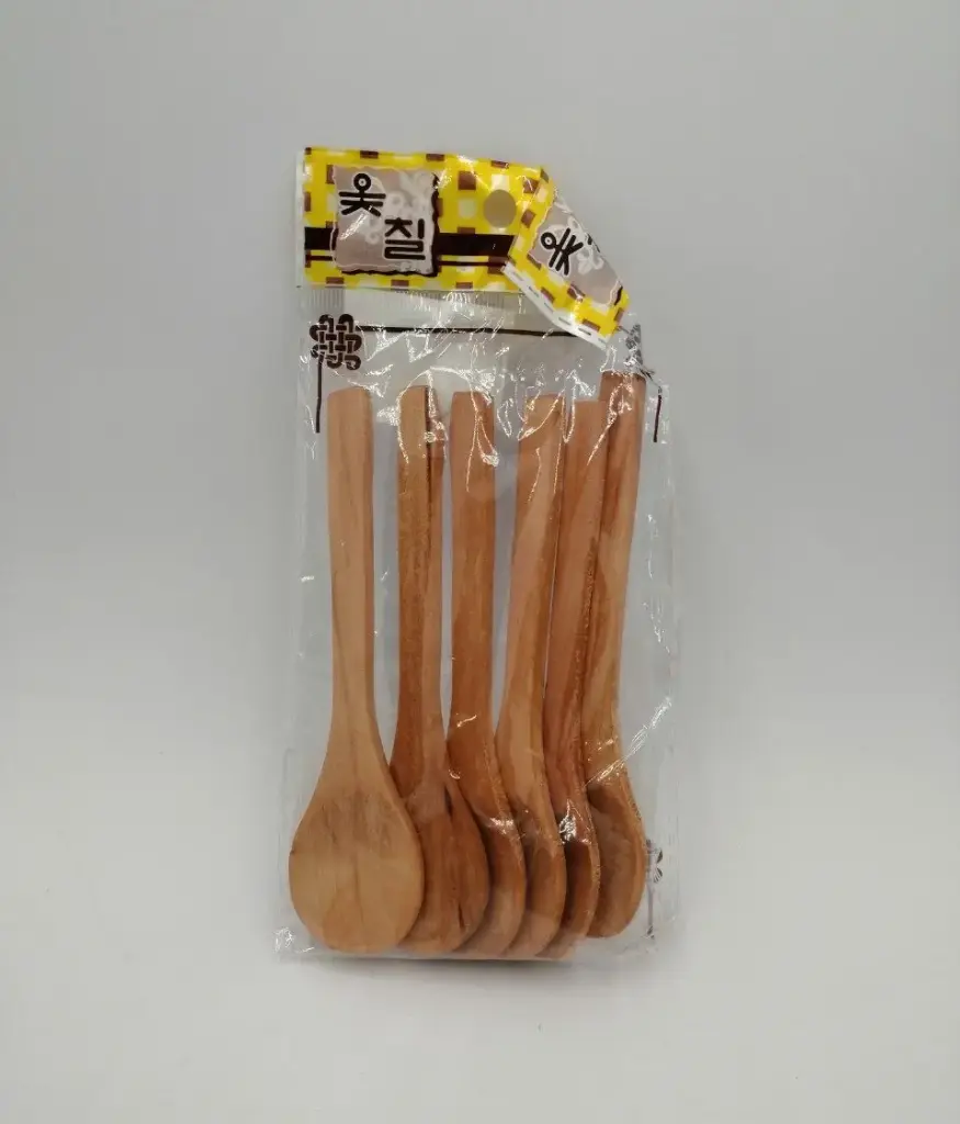 6-piece flat wooden spice spoon