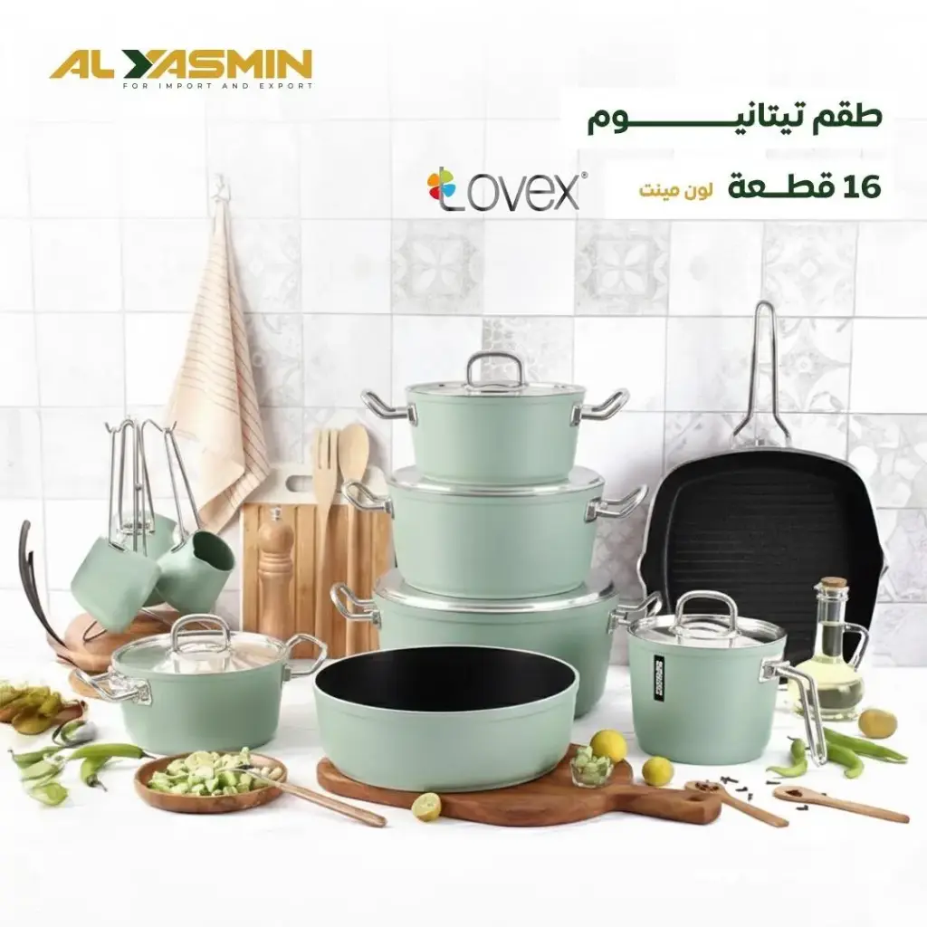 طقم تيفال يد استيل 16ق تيتانيوم 6000