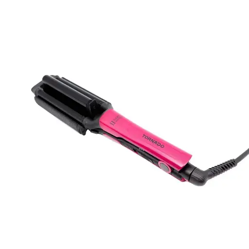 [TRY-2SM] مكواه شعر كيرلى تورنيدو لتمويج الشعر، مزودة بلوحات من السيراميك لون كستنائ