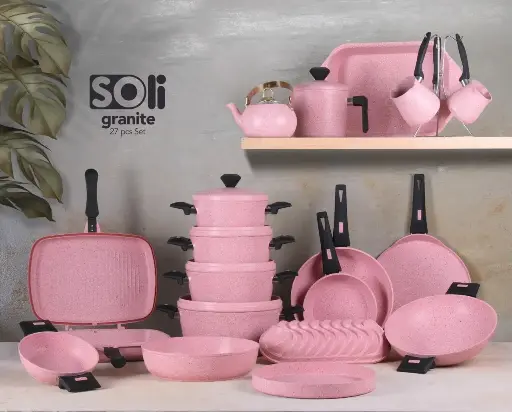 [18489_223518489010] 27-piece granite titanium set