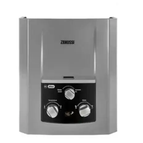 [20044_945105570] سخان زانوسى غاز دلتا 6 لتر بدون مدخنه فضي مزود بمحول كهرباء فيكى