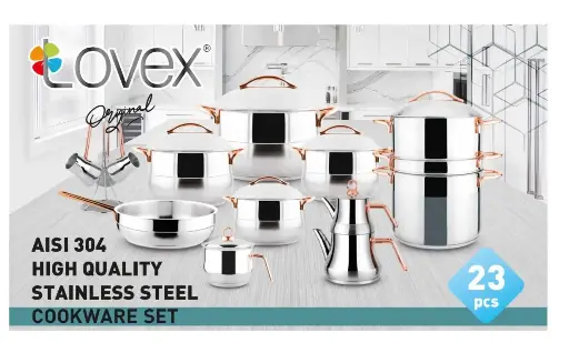 [20414_223520414010] Pompeii steel set, 23 pieces, gold/copper, 10400