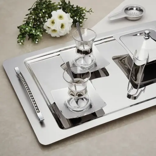 [20752_223520752010] Turkish river tray set rana mirror finsh