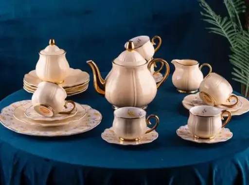 [21117_223521117010] 24-piece tea and cake set, creamy gold, S4050WA
