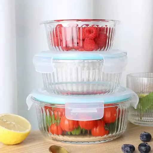 [22109] طقم ثلاجه زجاج مدور 3ق 5458