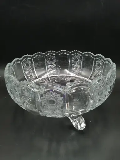 [22183] طبق فاكهة زجاج بهيمى برجل 3724