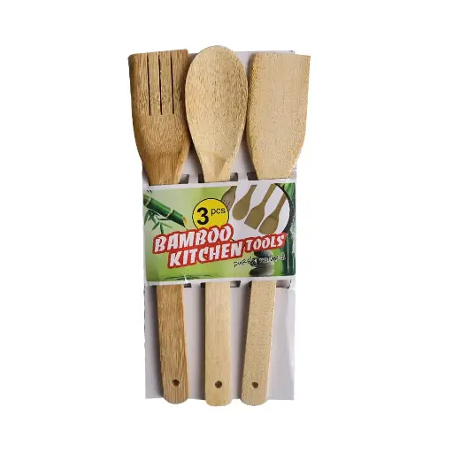 [22239] White bamboo spoons, 3 pieces